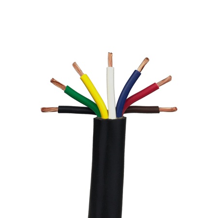Remington Industries 7 Conductor Trailer Cable, 14 AWG GPT, Color Coded PVC Wires with Outer Jacket, 12' Length TRC1407P-0-12
